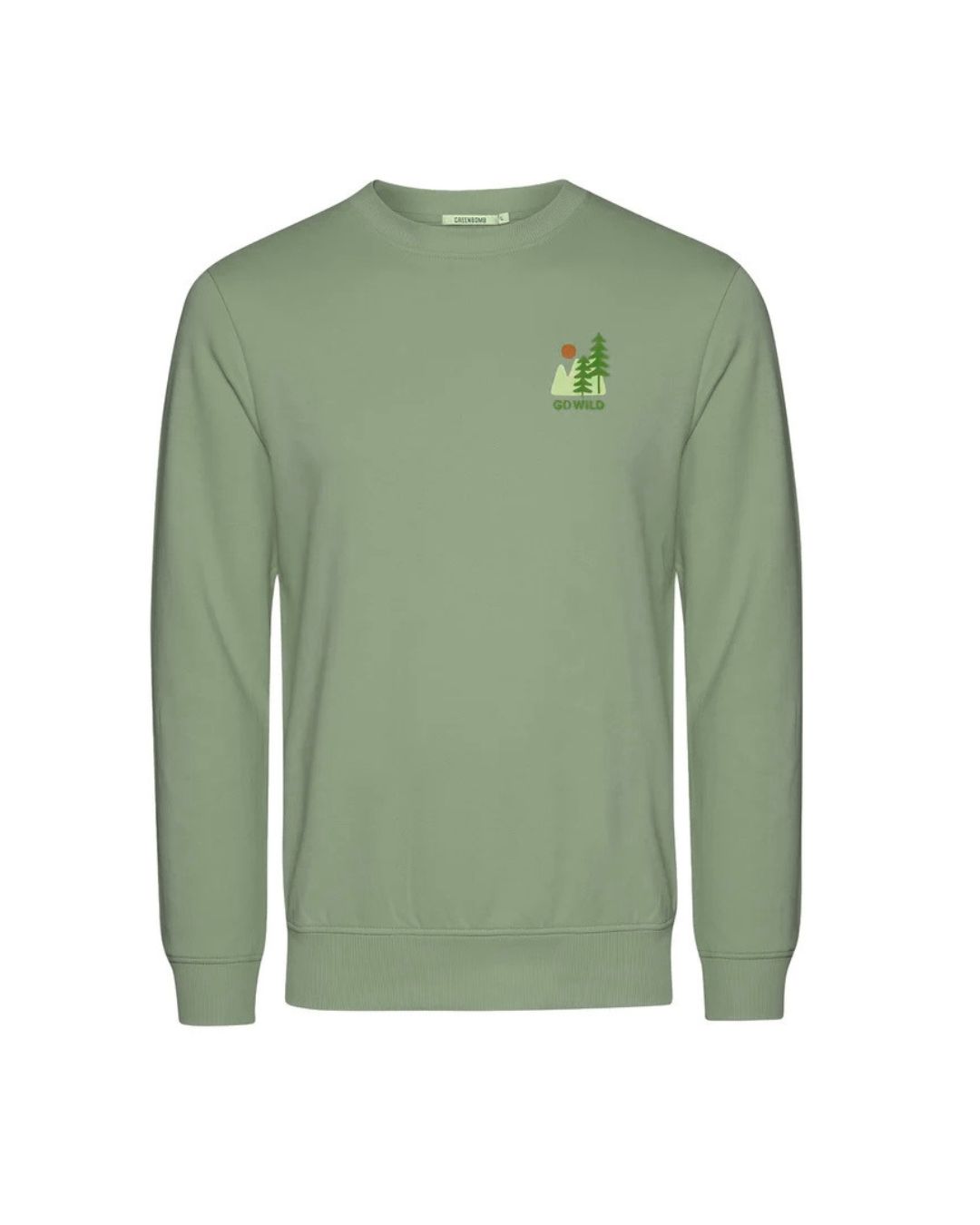 Sweater bio katoen, go wild zachtgroen - GREENBOMB