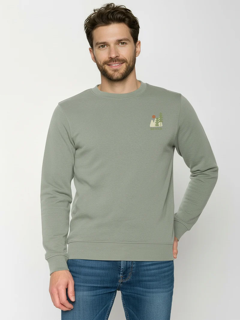 Sweater bio katoen, go wild zachtgroen - GREENBOMB