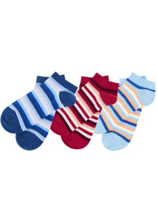 3-pack enkelsokken bio katoen, strepen - TRANQUILLO