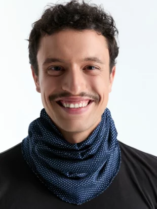 Colsjaal bio katoen, gebreid blauw-wit - LEELA COTTON